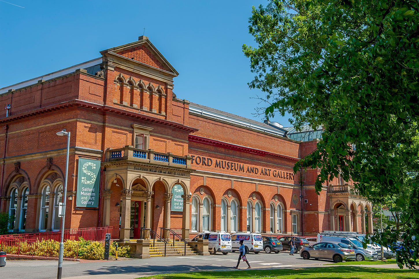 A photograph of the Salford Museum building on a sunny day