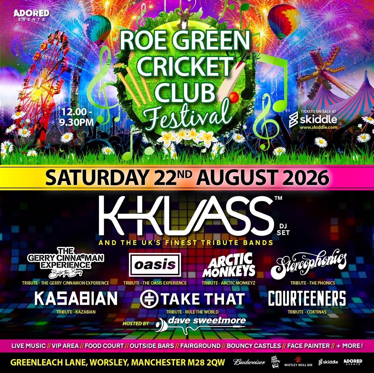 Graphic promoting Roe Green Cricket Club Festival 